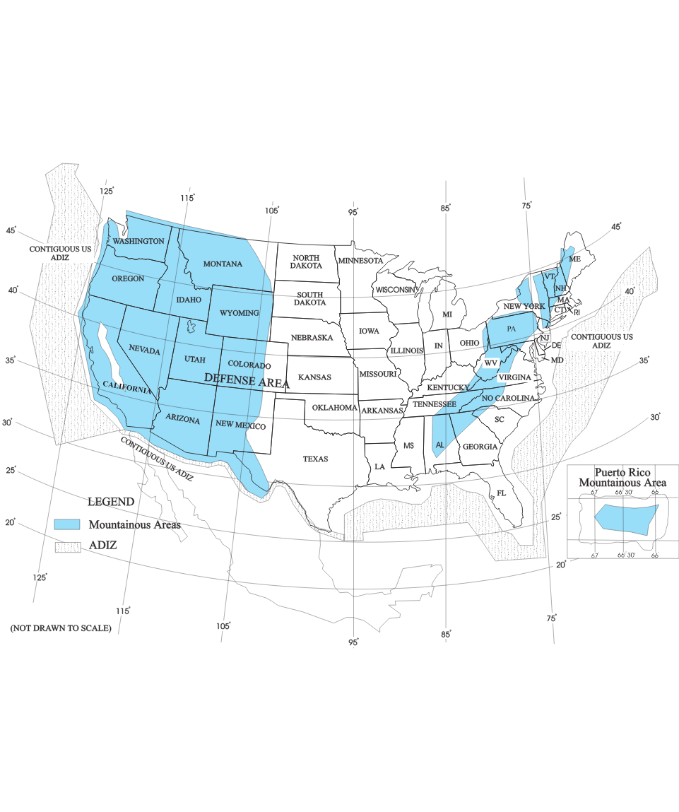 Air Defense Identification Zone Boundaries Designated Mountainous Areas