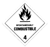 Figure 1 in § 172.422 SPONTANEOUSLY COMBUSTIBLE label.