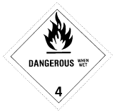 Figure 1 in § 172.423 DANGEROUS WHEN WET label.