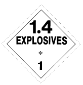 Figure 1 in § 172.523 EXPLOSIVES 1.4 placard.