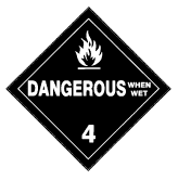 Figure 1 in § 172.548 DANGEROUS WHEN WET placard.