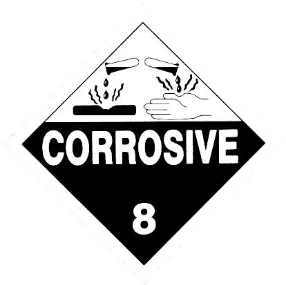 Figure 1 in § 172.558 CORROSIVE placard.